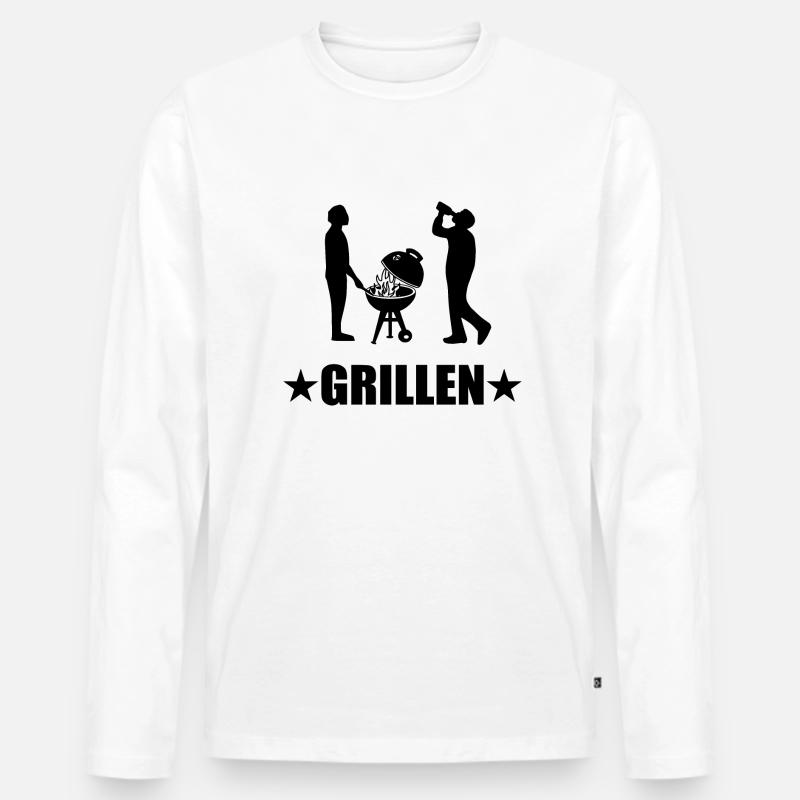 BBQ - Männer Premium Bio Langarmshirt - Weiß