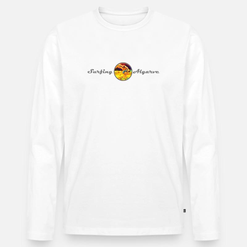 Surfen an der Algarve - Männer Premium Bio Langarmshirt - Weiß