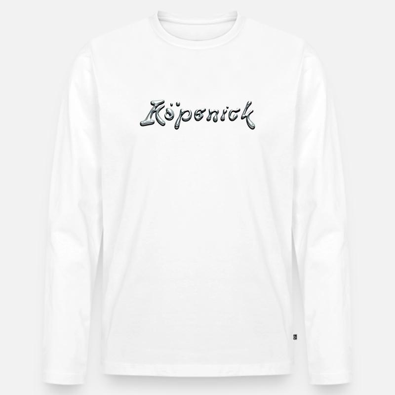 Köpenick Liquid Chrome Typography - Männer Premium Bio Langarmshirt - Weiß