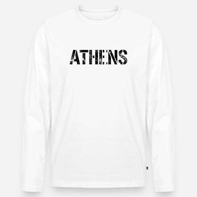 Athen - Männer Premium Bio Langarmshirt - Weiß