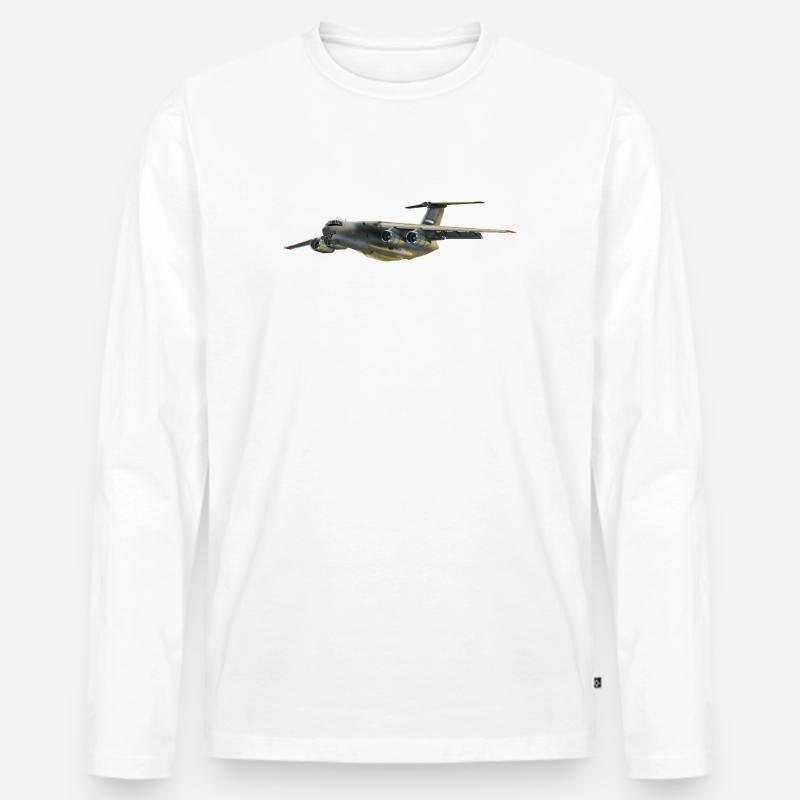 Frachtflugzeug Silhouette in Grau - Männer Premium Bio Langarmshirt - Weiß