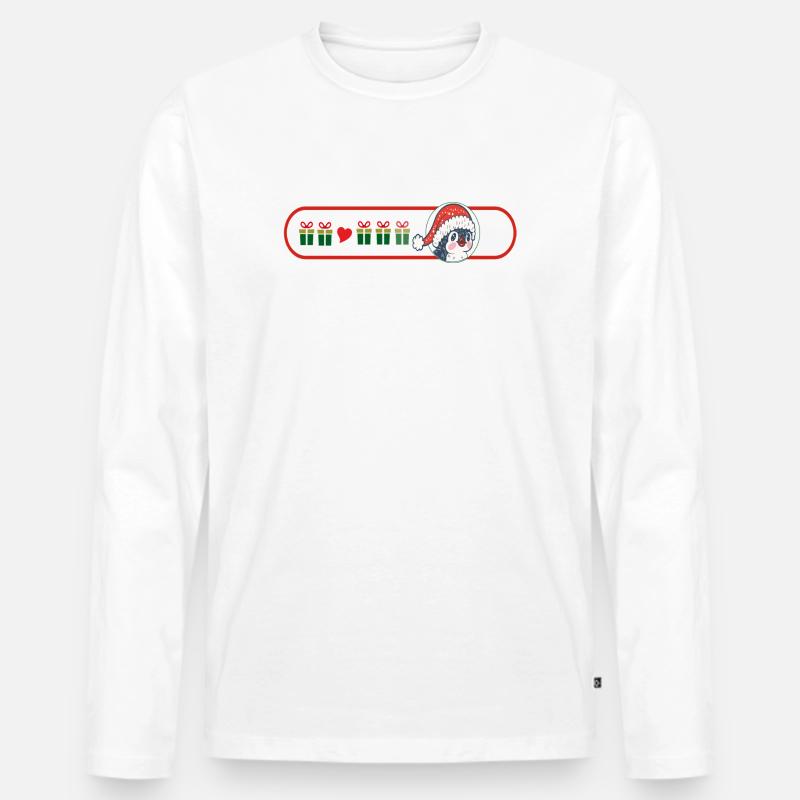 Weihnachtspinguin mit Geschenken - Männer Premium Bio Langarmshirt - Weiß