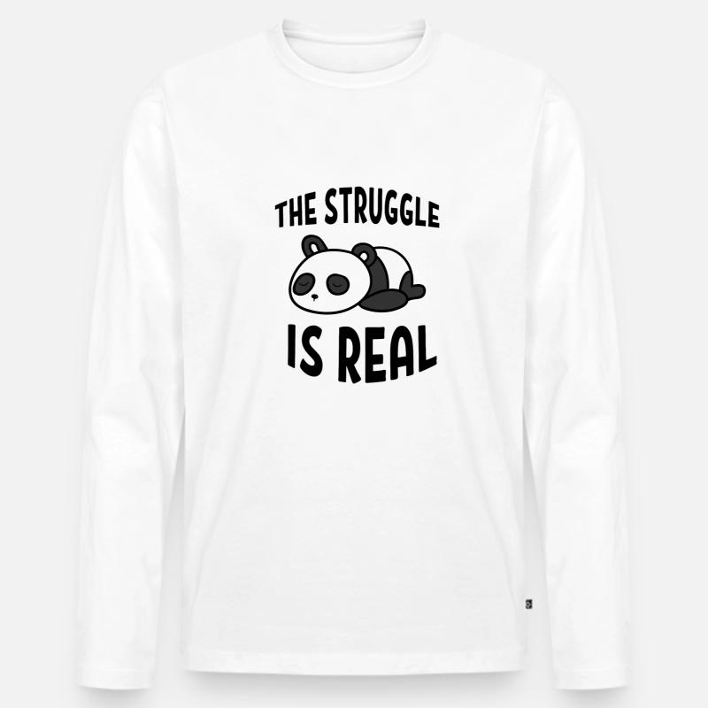 Panda müde - Männer Premium Bio Langarmshirt - Weiß