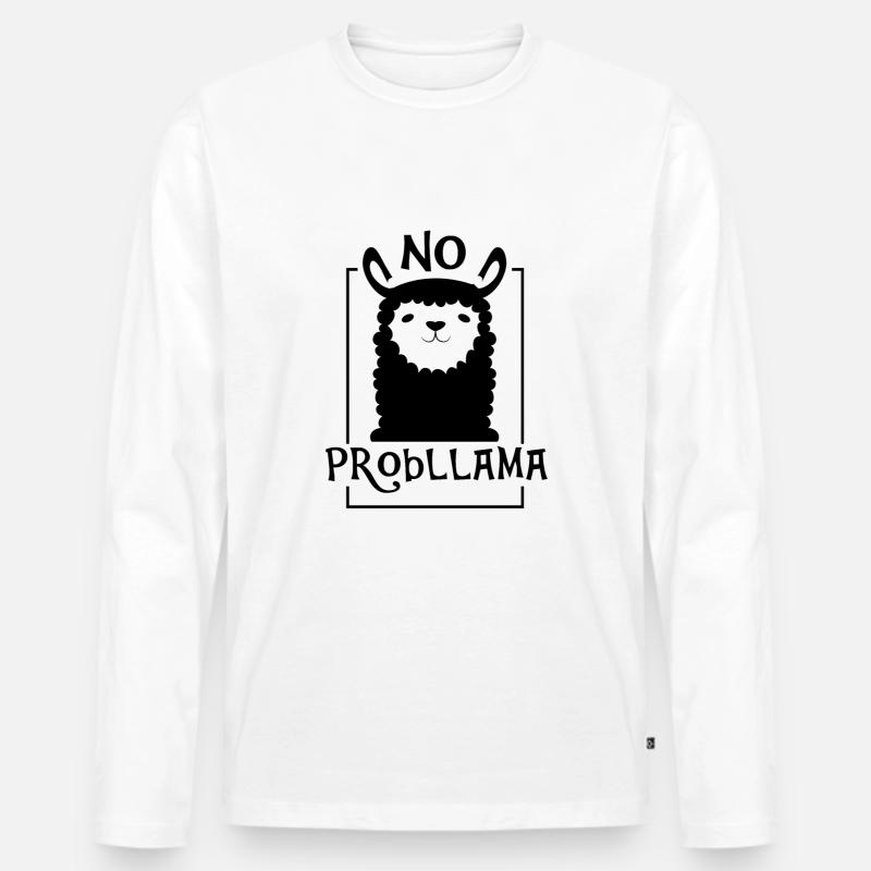 No Probllama - Männer Premium Bio Langarmshirt - Weiß
