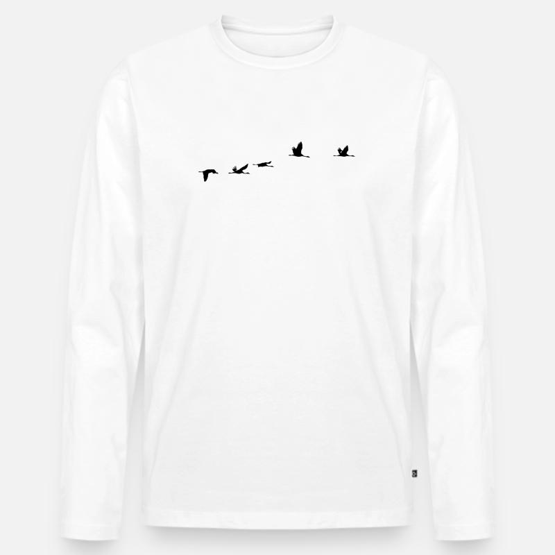 Zugvögel Kranich Vogel - Männer Premium Bio Langarmshirt - Weiß