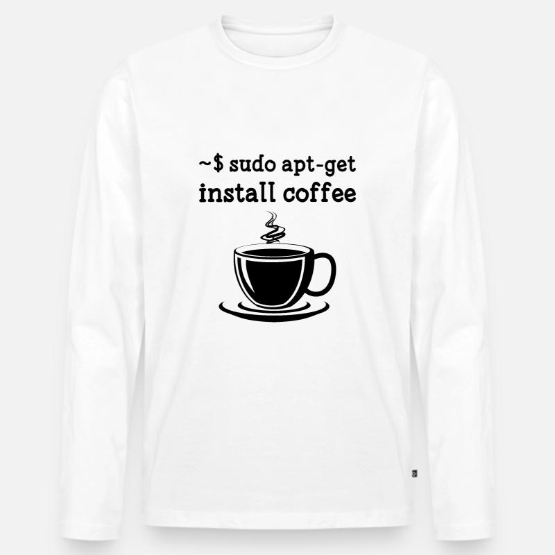 Sudo Apt-Get Install Coffee Linux - Männer Premium Bio Langarmshirt - Weiß