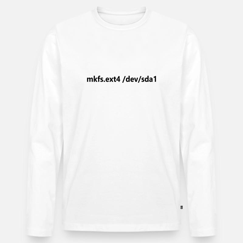 Linux Admin Festplatte Formatieren Linux - Männer Premium Bio Langarmshirt - Weiß