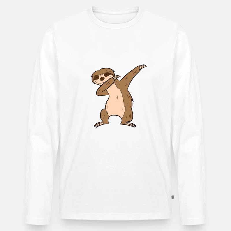 Dabbing Faultier Süßes Dabbendes Faultier - Männer Premium Bio Langarmshirt - Weiß