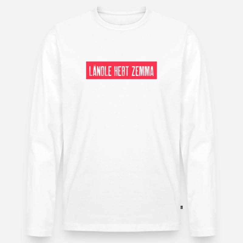 LÄNDLE HERT ZEMMA - Männer Premium Bio Langarmshirt - Weiß