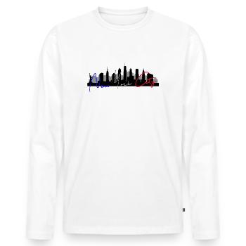 Skyline NYC BlueWhiteRed 2 - T-shirt manches longues Premium bio Homme - blanc - Devant - Nico (187cm)