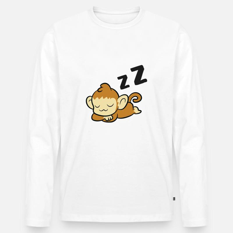 Schlafender Affe Affe Müder Affe - Männer Premium Bio Langarmshirt - Weiß