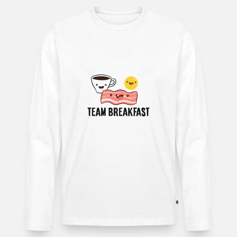 Speck-Eier-Kaffee-Team-Frühstück - Männer Premium Bio Langarmshirt - Weiß