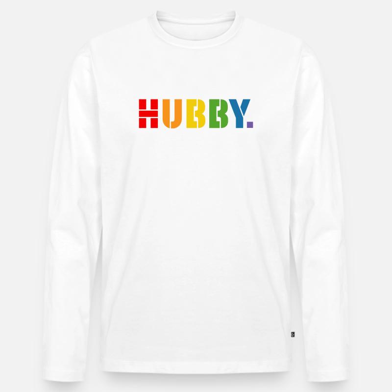 Rainbow shirt HUBBY - Männer Premium Bio Langarmshirt - Weiß