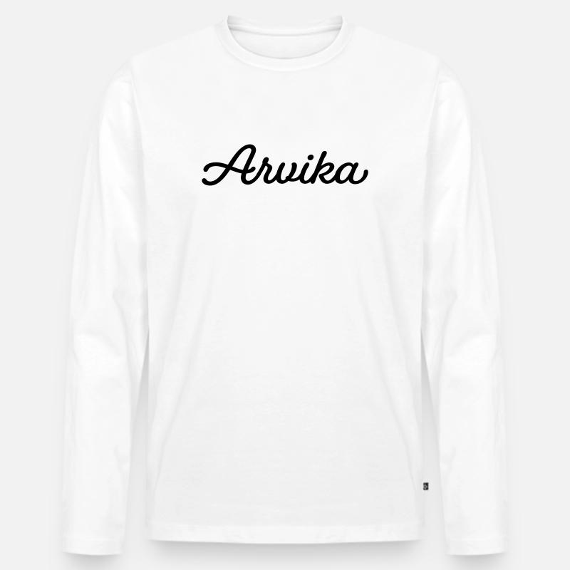 Arvika schwarz - Männer Premium Bio Langarmshirt - Weiß