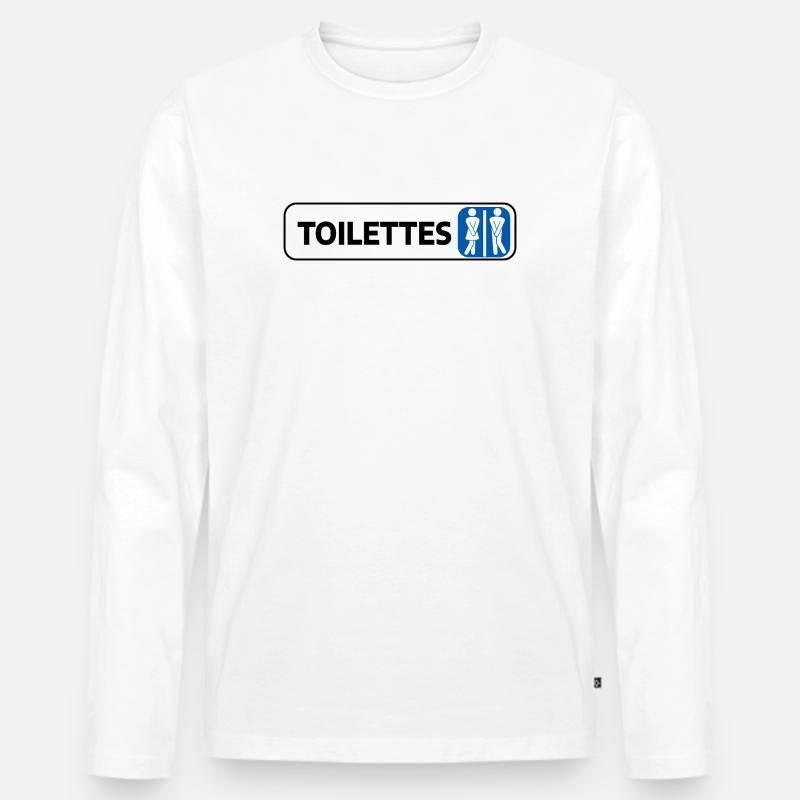 Männliches weibliches WC-Panel - Männer Premium Bio Langarmshirt - Weiß