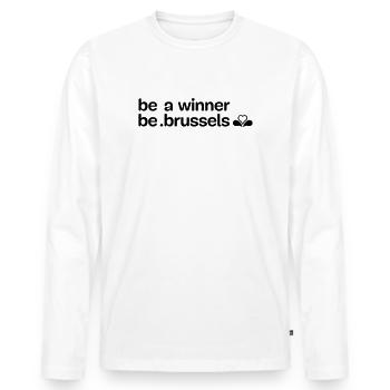 VolleyballBrussels - Brussels Region - Men's Premium Organic Long Sleeve Shirt - white - Front - Nico (187cm)