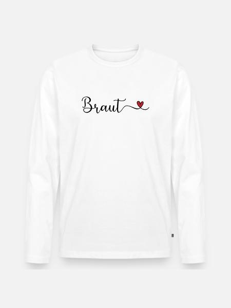 Braut Tyüpgraphie mit Herz - Männer Premium Bio Langarmshirt - Weiß