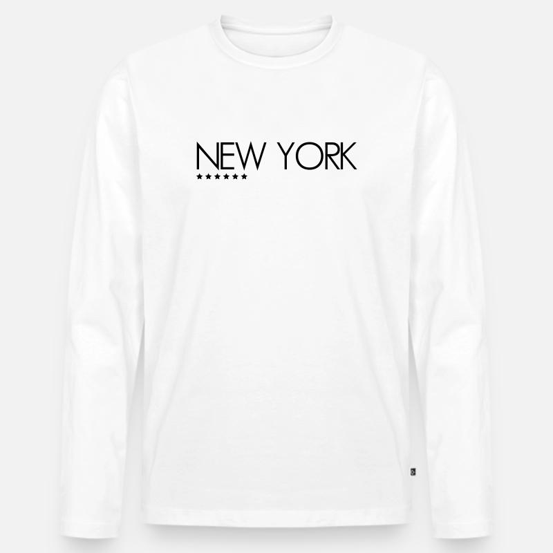 New York - Männer Premium Bio Langarmshirt - Weiß