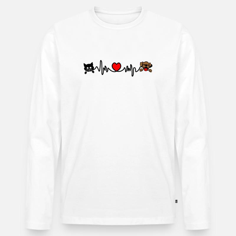 Cardio-Herzfrequenz Hund und Katze Haustiere - Männer Premium Bio Langarmshirt - Weiß