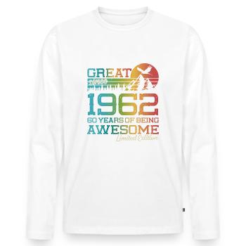 1962 Vintage Vintage Retro 60 Birthday Gift - Men's Premium Organic Long Sleeve Shirt - white - Front - Nico (187cm)