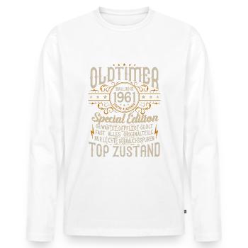 Oldtimer Baujahr Jahrgang 1961 Geburtstag Geschenk - Männer Premium Bio Langarmshirt - Weiß - Vorne - Nico (187cm)