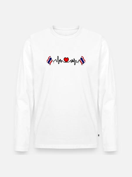 Herzfrequenz-Cardio für Thailand - Männer Premium Bio Langarmshirt - Weiß