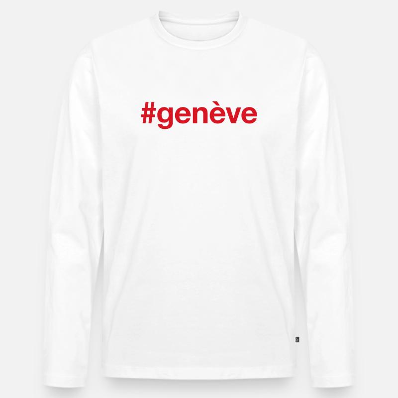GENEVE Genf Suisse Schweiz - Männer Premium Bio Langarmshirt - Weiß