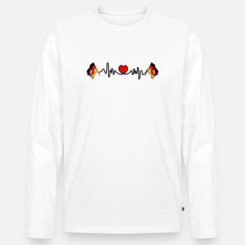 Herzfrequenz Cardio Niedersachsen - Männer Premium Bio Langarmshirt - Weiß