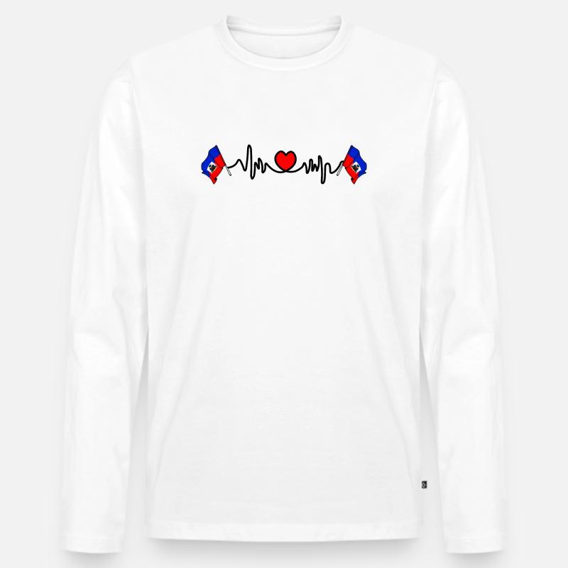 Herzfrequenz-Cardio für Haiti - Männer Premium Bio Langarmshirt - Weiß