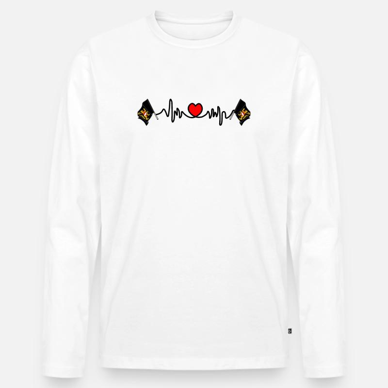 Herzfrequenz-Cardio Flämisch-Brabant Belgien - Männer Premium Bio Langarmshirt - Weiß