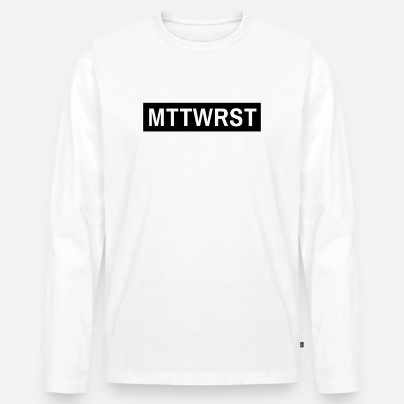 MTTWRST Typo Black Reverse - Männer Premium Bio Langarmshirt - Weiß