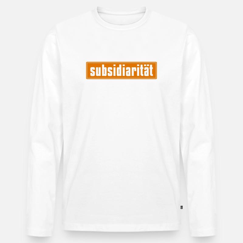 Subsidarity Schriftzug auf Background - Männer Premium Bio Langarmshirt - Weiß