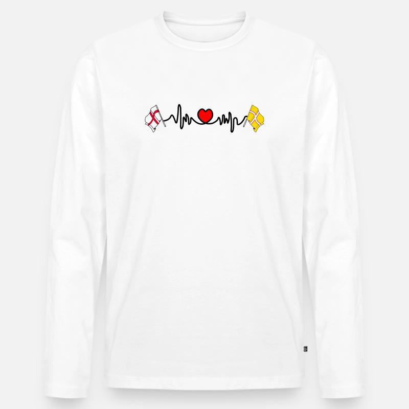 Dorset & England Herzfrequenz - Männer Premium Bio Langarmshirt - Weiß