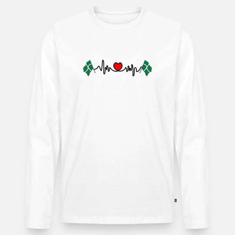 Devon-Flagge mit Herzschlag - Männer Premium Bio Langarmshirt - Weiß