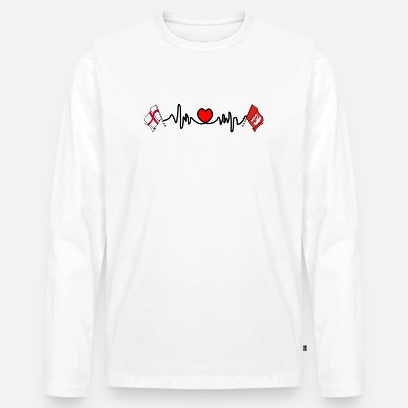 Warwickshire & England Herzfrequenz - Männer Premium Bio Langarmshirt - Weiß