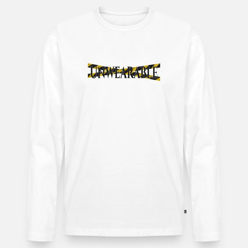 Untragbar – Statement-Design mit Warnband - Männer Premium Bio Langarmshirt - Weiß