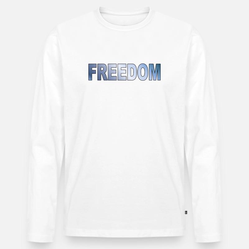 Freedom Typografie Statement Design - Männer Premium Bio Langarmshirt - Weiß