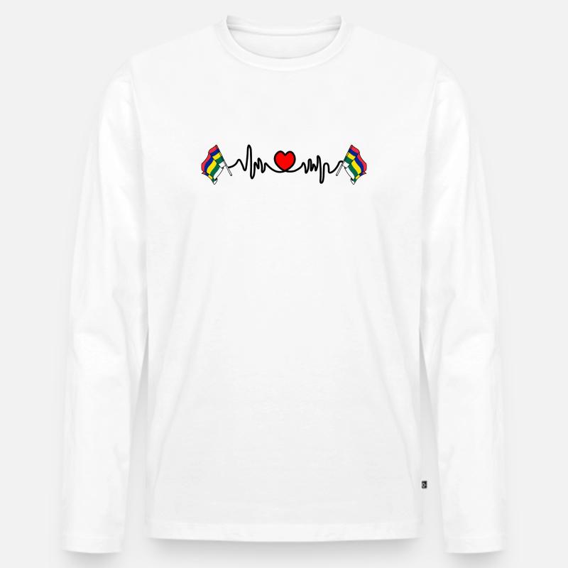 Terschelling Herzschlag – Inselstolz - Männer Premium Bio Langarmshirt - Weiß