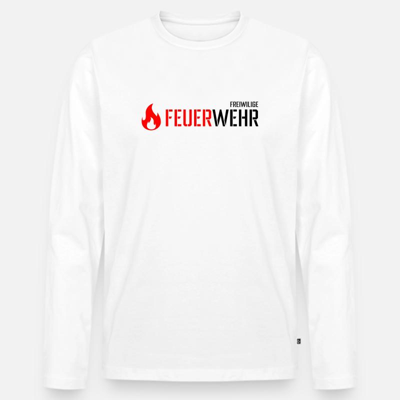 Feuerwehr - Männer Premium Bio Langarmshirt - Weiß