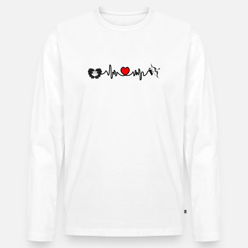 Herzfrequenz Cardio Zwillinge Schütze - Männer Premium Bio Langarmshirt - Weiß