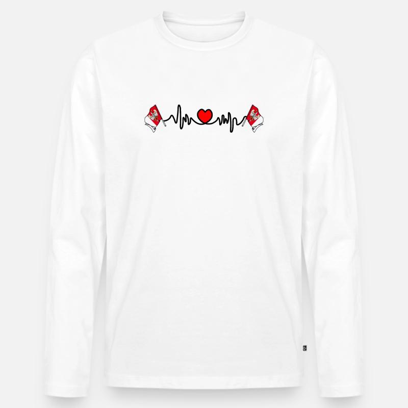 Herzfrequenz Cardio, Großpolen - Männer Premium Bio Langarmshirt - Weiß