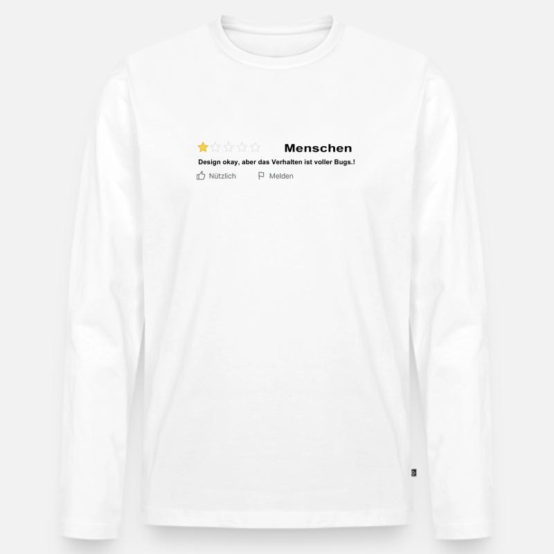 Menschen Bewertung - Design Ok aber voller Bugs! - Männer Premium Bio Langarmshirt - Weiß