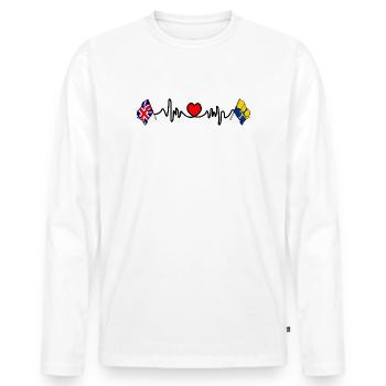 Fréquence cardiaque du Durham et du Royaume-Uni - T-shirt manches longues Premium bio Homme - blanc - Devant - Nico (187cm)