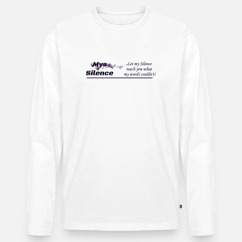 My Silence, Kleidungsdesign - Männer Premium Bio Langarmshirt - Weiß