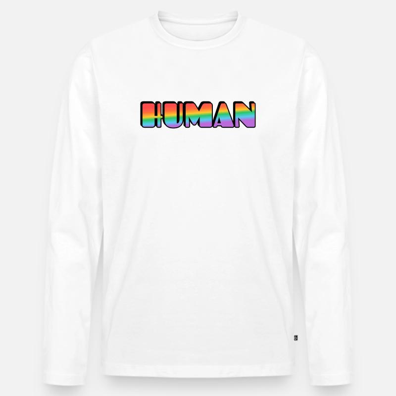 Rainbow Human Typografie - Männer Premium Bio Langarmshirt - Weiß