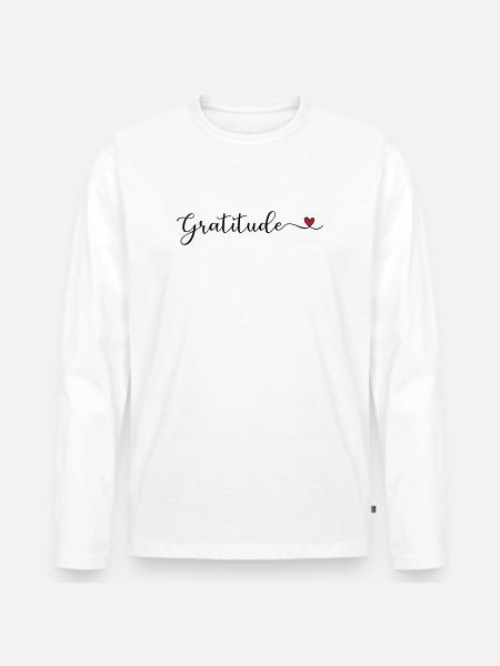 Dankbarkeit niedliches Design mit Herz - Männer Premium Bio Langarmshirt - Weiß