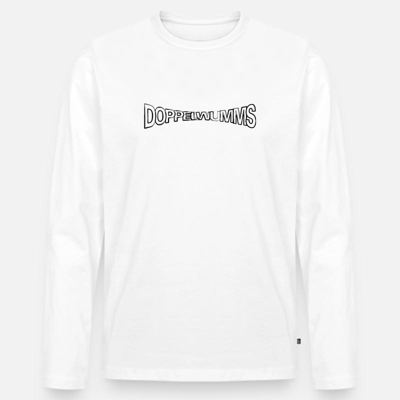 Doppelwumms WULST - Männer Premium Bio Langarmshirt - Weiß
