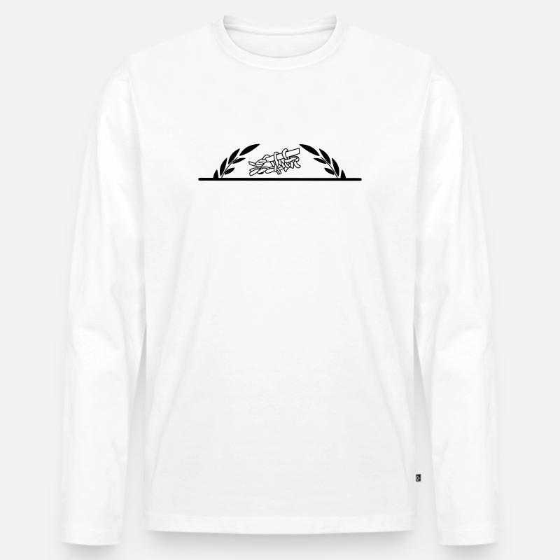 Häkeln mit halbem Lorbeerkranz - Männer Premium Bio Langarmshirt - Weiß