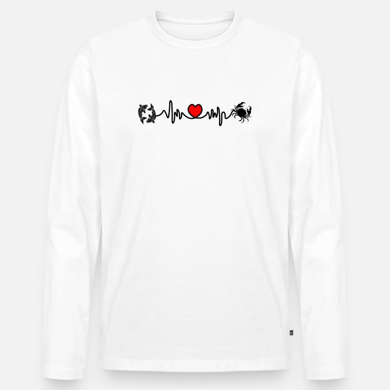 Herzfrequenz Kardio Fische Krebs - Männer Premium Bio Langarmshirt - Weiß