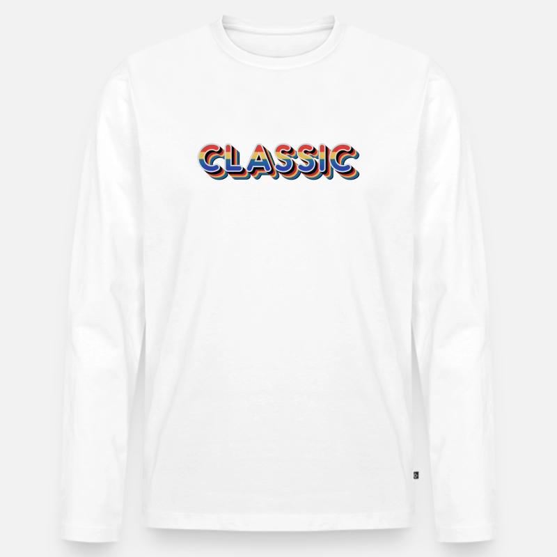 Klassischer Regenbogen-Retro-Text - Männer Premium Bio Langarmshirt - Weiß